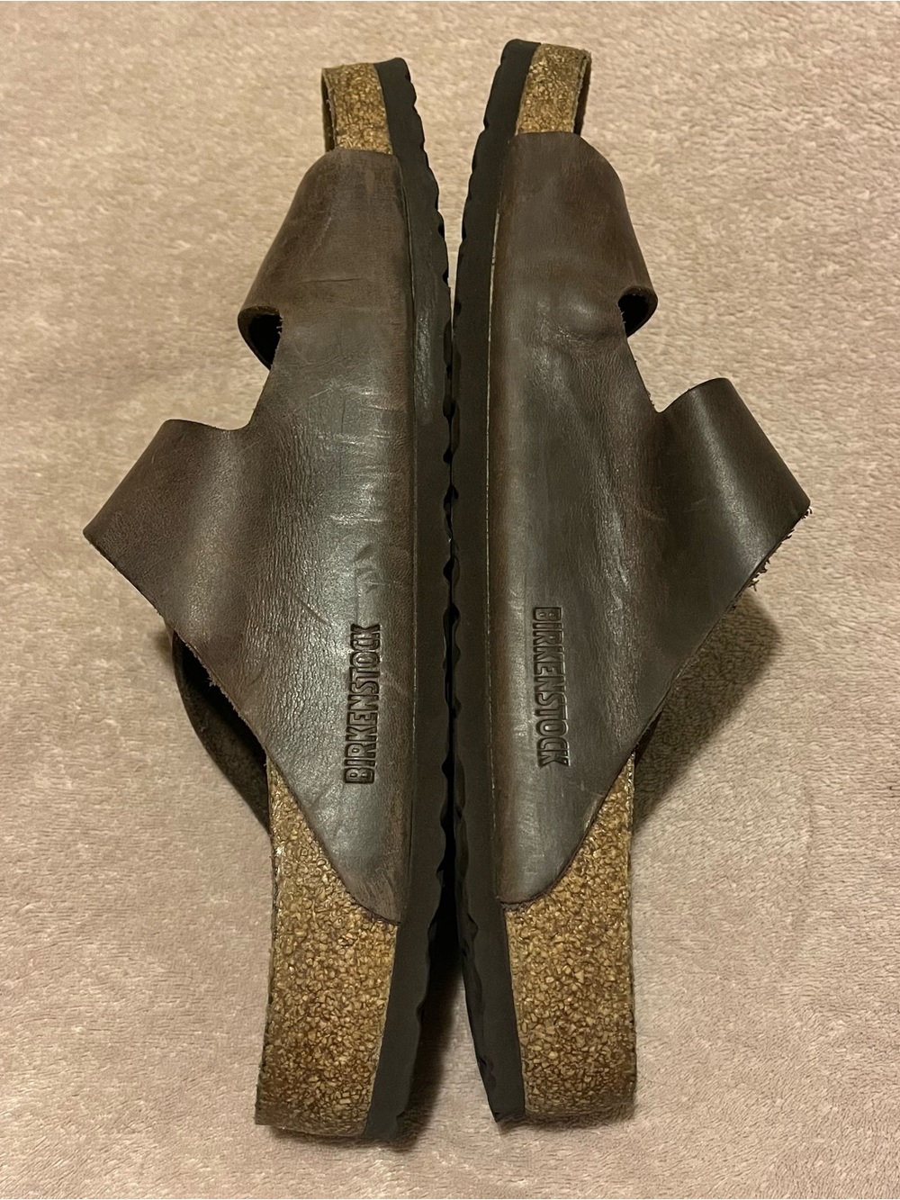 Birkenstock Dark Brown Leather Slide Sandal - Picture 2 of 8